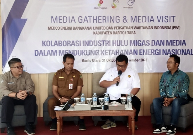 Medco Energi Bangkanai Ltd bersama SKK Migas, menyelenggarakan media gathering dan media visit bersama wartawan di Kabupaten Barito Utara, pada Selasa 31 Oktober 2023.(tegaklurus.net/dor abram he) 