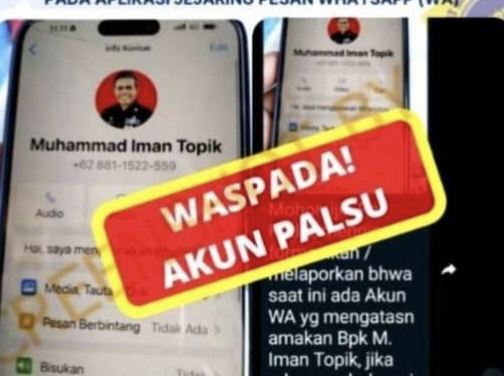 Akun palsu beredar  di media sosial  mengatasnamakan Kepala Dinas Pekerjaan Umum dan Penataan Ruang Kabupaten Barito Utara M Iman Topik.(Tegaklurus.net/Dor Abrams) 