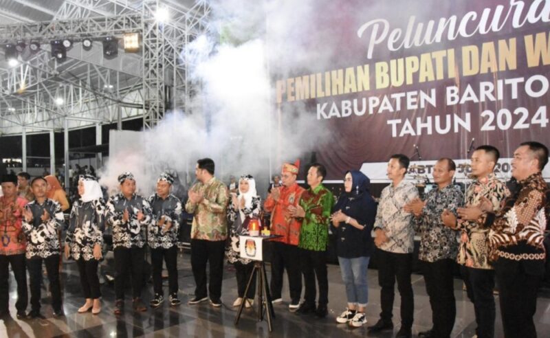 Peluncuran Pilkada 2024 tingkat Kabupaten Barito Utara di  Muara Teweh. Pj Bupati Muhlis mengingatkan kepada para ASN bersikap netral, Sabtu 1 Juni 2024 malam.(tegaklurus.net/hersan) 
