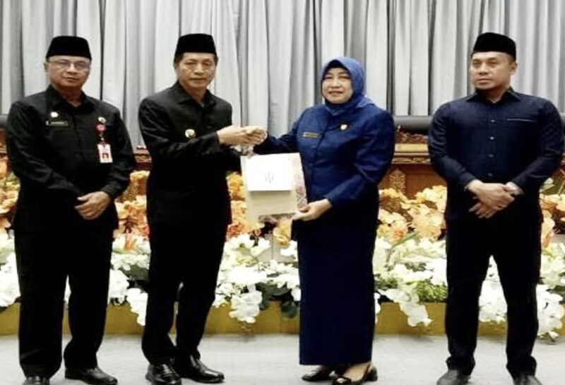 Pj Bupati Barito Utara, Muhlis menyampaikan pidato pengantar perubahan nota keuangan dan rancangan perda perubahan APBD 2024, Rabu 4 September 2024.(tegaklurus.net/dor abram) 