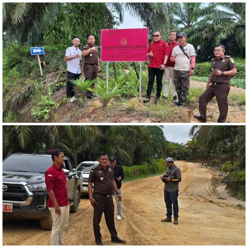 Tim Penyidik (Satuan Khusus Pemberantasan Korupsi) Kejati Kalteng menyita aset lahan tambang milik PT Pagun Taka di Desa Lemo I, Kecamatan Teweh Tengah, Kabupaten Barito Utara, Rabu, 12 Februari 2025.(dok : Tim Penyidik Kejati Kalteng) 
