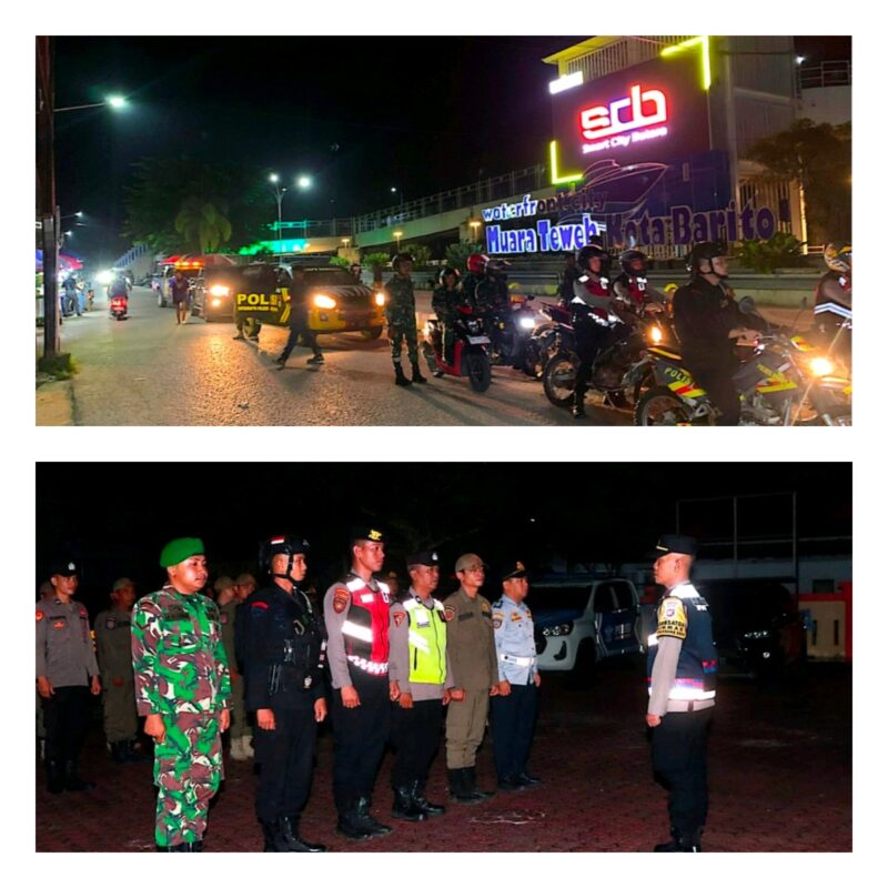 Menjelang putusan sidang dismissal MK mengenai perselisihan hasil pemilihan umum (PHPU) bupati Barito Utara, Polres menggelar patroli cipta kondisi atau cipkon ke enam lokasi di Muara Teweh, Selasa, 4 Februari 2025 malam.(dok : Humas Polres Barito Utara) 