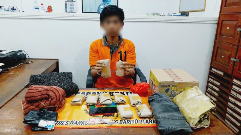 Tersangka pengedar ganja, RN alias Aris.(dok : Humas Polres Barito Utara) 
