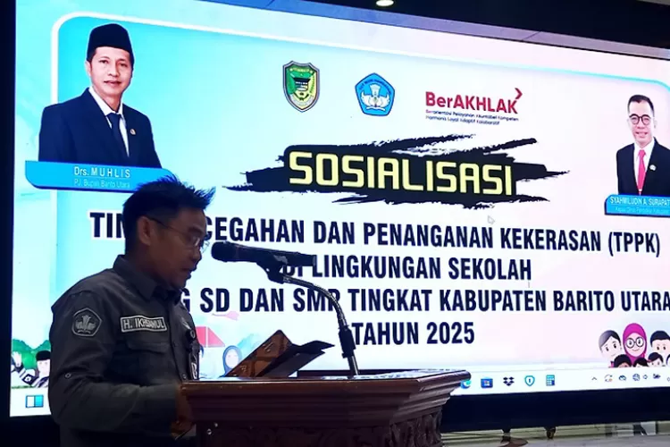 Dinas Pendidikan (Disdik) Kabupaten Barito Utara menggelar sosialisasi tentang Tim Pencegahan dan Penanganan Kekerasan (TPPK) di lingkungan sekolah, Sabtu 8 Februari 2025.(tegaklurus.net/dor abram) 
