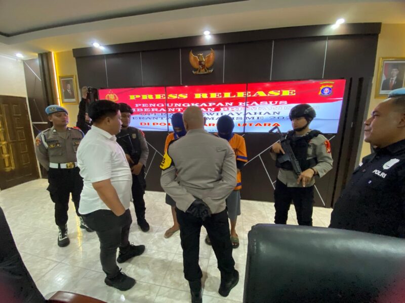 Polres Barito Utara menangkap 2 preman tersangka pelaku kekerasan dan penjambretan, Senin (12/5/2025).(ist : Humas Polres Barito Utara) 