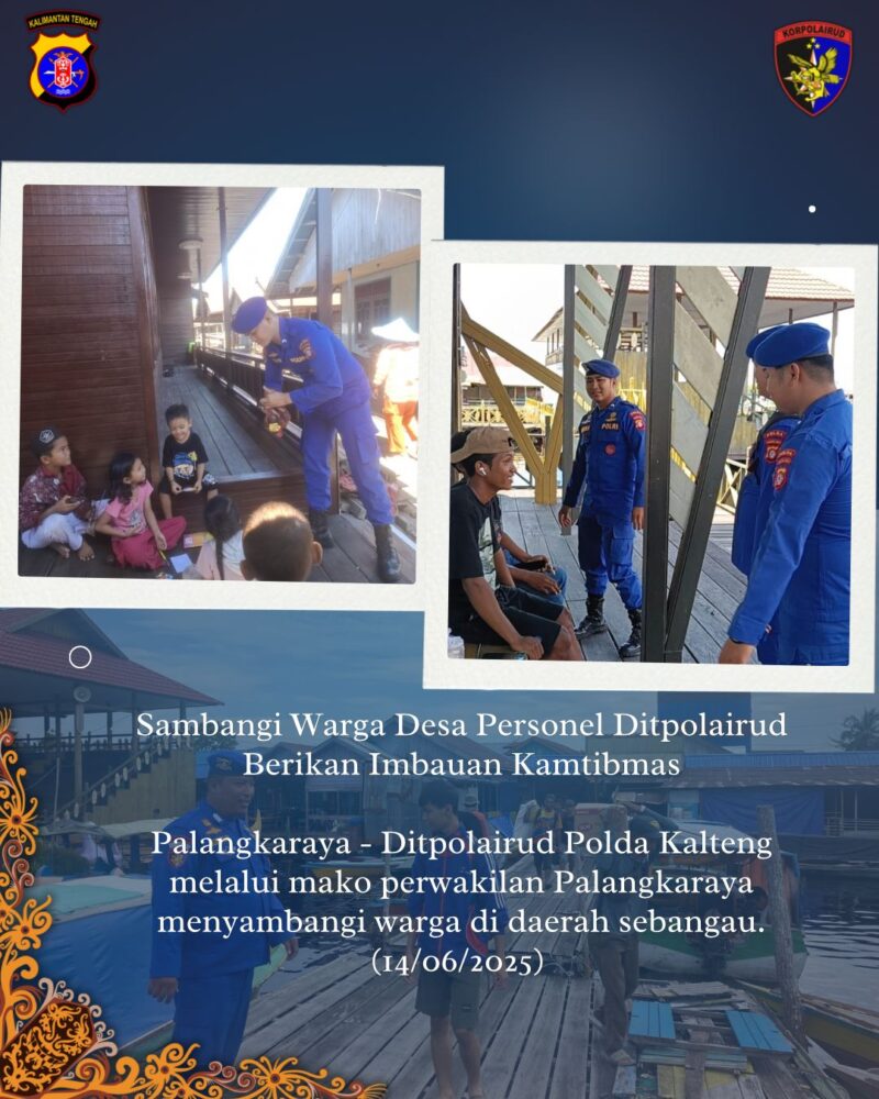 Ditpolairud Polda Kalteng melalui Mako Perwakilan Palangkaraya,  menyambangi warga di daerah Sebangau, Sabtu, 14 Juni 2025.(ist/Ditpolairud Polda Kalteng) 
