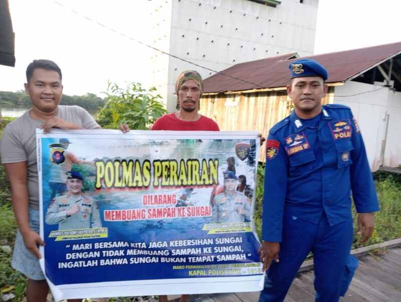 Ditpolairud Polda Kalteng melalui Mako Perwakilan DAS Arut, mengajak masyarakat untuk bersama-sama peduli terhadap kebersihan sungai di Kabupaten Kotawaringin Barat (Kobar), Minggu, 22 Juni 2025 siang.(ist/Ditpolairud Polda Kalteng)