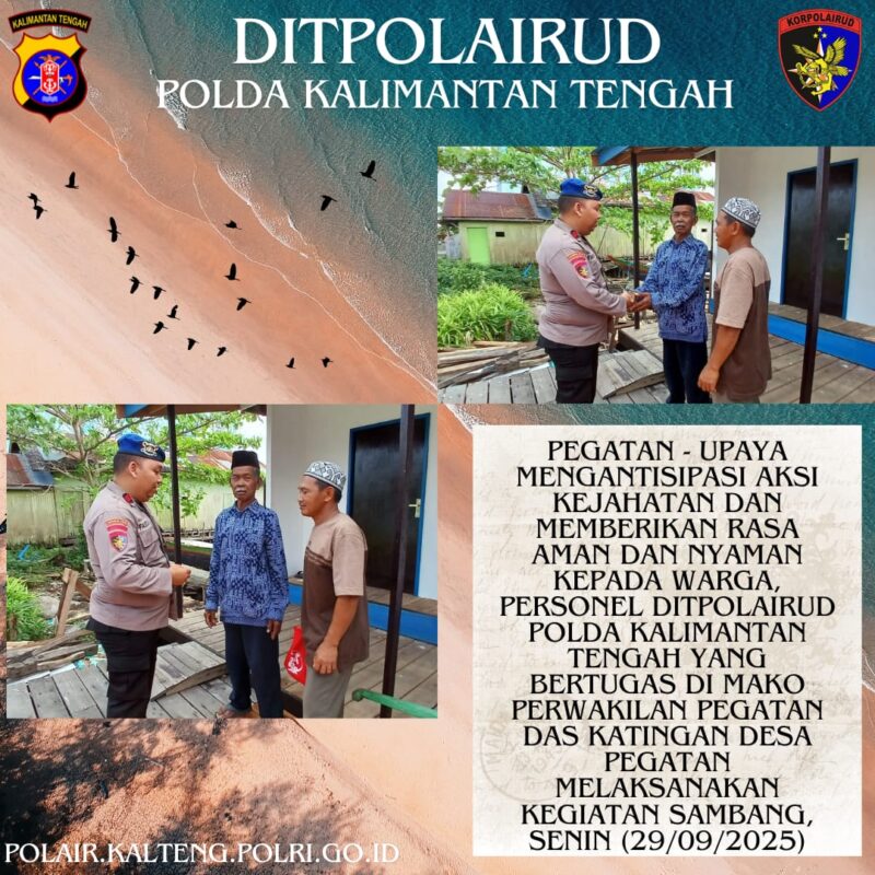 Personel Ditpolairud Polda Kalteng Mako Perwakilan Pegatan DAS Katingan, Kabupaten Katingan, melaksanakan sambang, Senin, 29 September 2025.(ist/Ditpolairud Polda Kalteng)