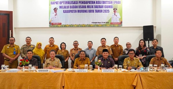 Pemkab Mura melaksanakan Rapat Koordinasi Optimalisasi PAD yang berlangsung secara hybrid di Hotel Bahalap, Palangka Raya, Selasa (22/7/2025).