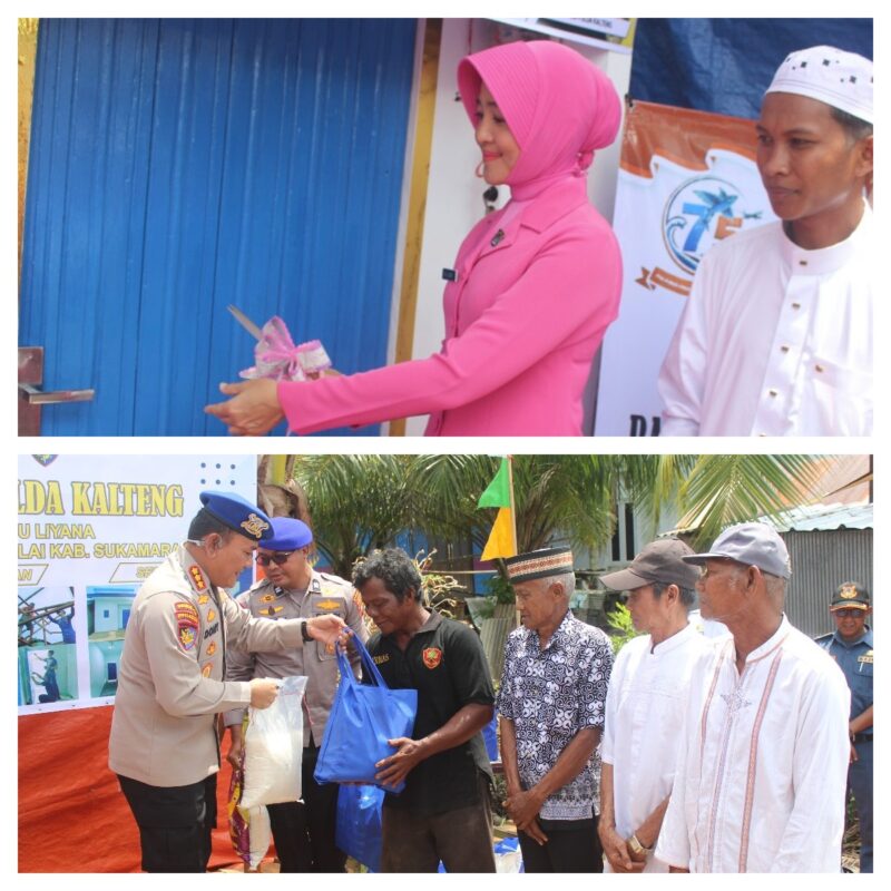 Ditpolairud bersama Bhayangkari Daerah Kalteng, melaksanakan bakti sosial, salurkan bansos dan bantuan bedah rumah bagi warga miskin di Kecamatan Jelai, Kabupaten Sukamara, Rabu, 26 November 2025.(ist/Ditpolairud Polda Kalteng) 