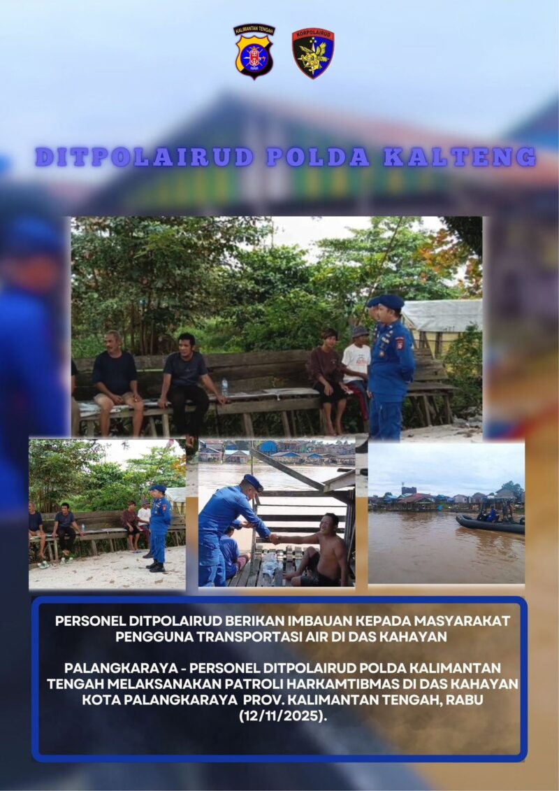 Personel Ditpolairud Polda Kalteng melaksanakan patroli harkamtibmas di DAS Kahayan, Kota Palangkaraya, RabU, 12 November 2025.(dok : Ditpolairud Polda Kalteng) 