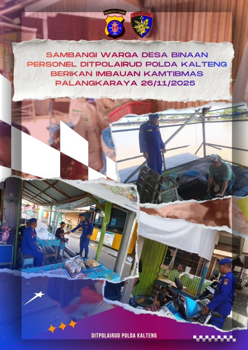 Personel Ditpolairud Polda Kalteng Mako Perwakilan Palangkaraya menyambangi warga desa binaan di daerah Sebangau, Rabu, 26 November 2025.(dok : Ditpolairud Polda Kalteng) 