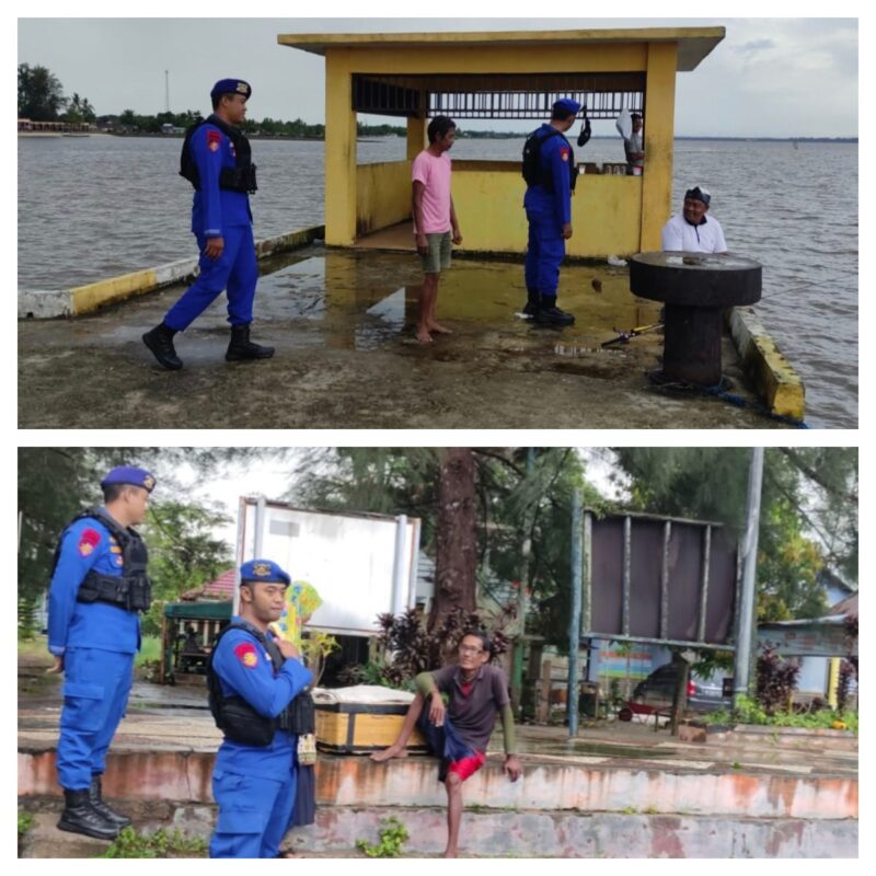 Ditpolairud Polda Kalteng KP XVIII-2004, melaksanakan pengamanan (pam) Pantai Kubu, Kabupaten Kotawaringin Barat, mencegah gangguan kamtibmas, Rabu, 24 Desember 2025.(foto : Ditpolairud Polda Kalteng)