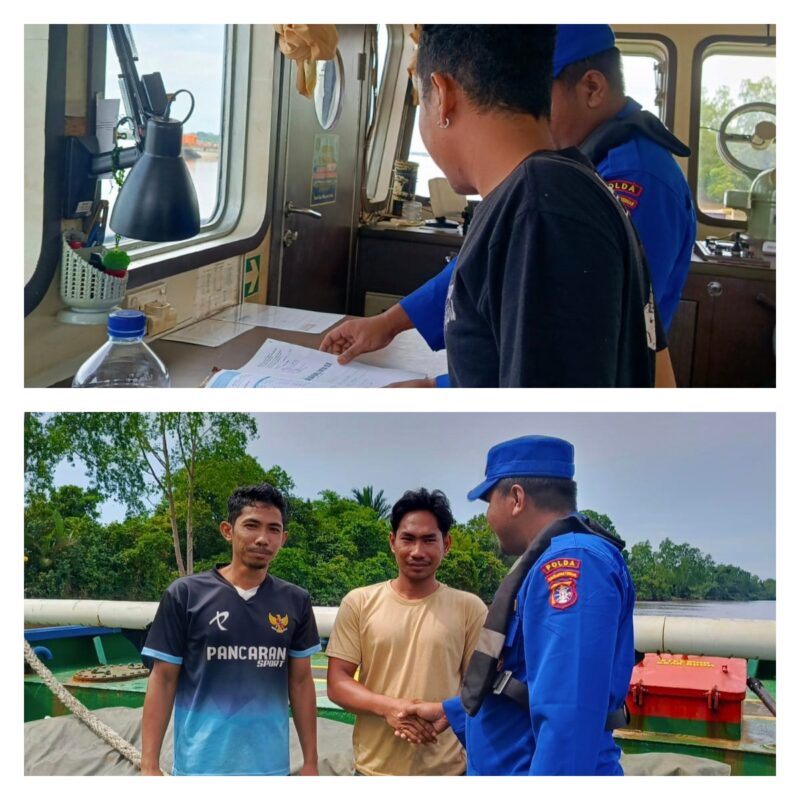 Anggota Kapal Polisi XVIII-2006 (KP) Ditpolairud Polda Kalteng, berpatroli rutin di sekitar Pelabuhan Pelindo III Cabang Sampit. Kabupaten Kotawaringin Timur, Rabu, 25 Maret 2026.(Ist/Ditpolairud Polda Kalteng) 