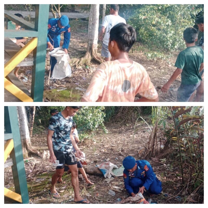 Mako Perwakilan Muara Teweh Ditpolairud Polda Kalteng di FAS Barito mengajak masyarakat membersihkan sampah di pesisir Sungai Barito, Senin, 16 Maret 2026 pagi.(foto Ditpolairud Polda Kalteng)