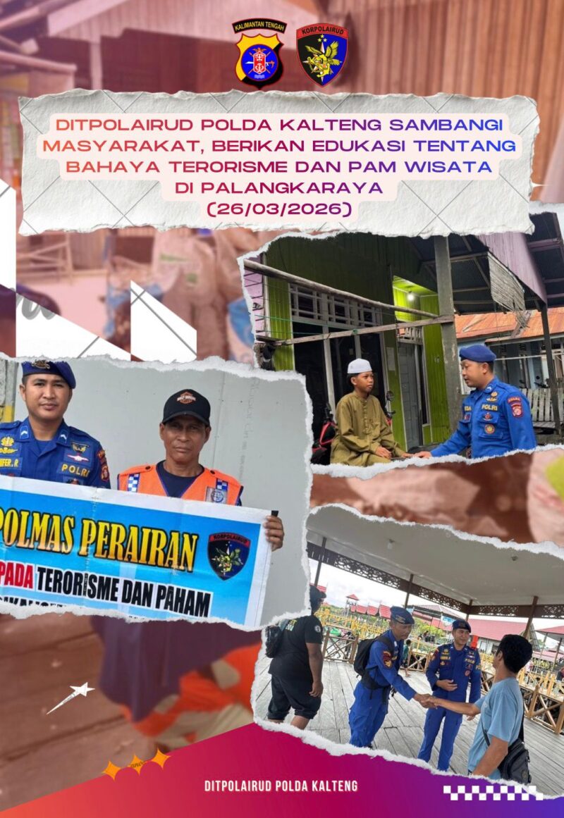 Personel Ditpolairud Polda Kalteng di DAS Kahayan, melaksanakan Polmas mencegah masyarakat terpapar paham terorisme dan radikalisme anti Pancasila, Kamis, 26 Maret 2026.(Foto Ditpolairud Polda Kalteng)