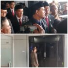 Bupati Barito Utara Shalahuddin didampingi Wakil Bupati Felix Tingan dan Sekda Muhlis, menjawab pertanyaan pers, Senin, 4 Mei 2026.(atas)
Suasana Balai Antang yang tertutup buat pers (bawah).(Foto Melkianus He/Tegaklurus.net) 
