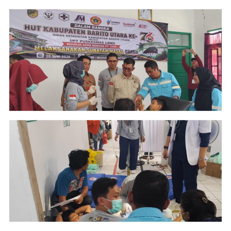 PT SMM berkolaborasi dengan Puskesmas Lemo, Pemerintah Desa Lemo I dan Lemo II menyelenggarakan kegiatan sunatan massal bagi 42 anak  di wilayah Ring I perusahaan di Kecamatan Teweh Tengah, Kabupaten Barito Utara.(Foto/Dok PT PT Suprabari Mapanindo Mineral/SMM)  