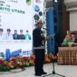 Bupati Barito Utara  Shalahuddin menyampaikan sambutan pada acara ramah tamah HUT Kabupaten Barito Utara ke-76 di Balai Antang Muara Teweh, Senin, 29 Juni 2026.(Abram/Tegaklurus.net)
