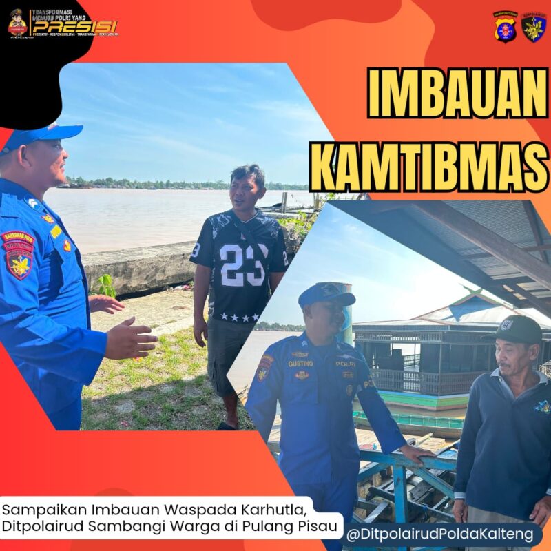Ditpolairud Polda Kalteng melalui Kapal Polisi XVIII-2002 melaksanakan serangkaian mitigasi bencana di Kabupaten Pulang Pisau, Senin, 13 Juli 2026.(Foto/Kapal Polisi XVIII-2002 Ditpolairud Polda Kalteng)