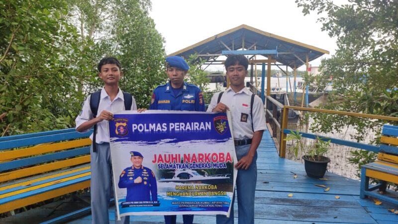 Ditpolairud Polda Kalteng Mako Perwakilan DAS Kumai menyosialisasikan bahaya narkoba kepada masyarakat, Kamis, 16 Juli 2026.(Foto/Mako Perwakilan DAS Kumai Ditpolairud Polda Kalteng)