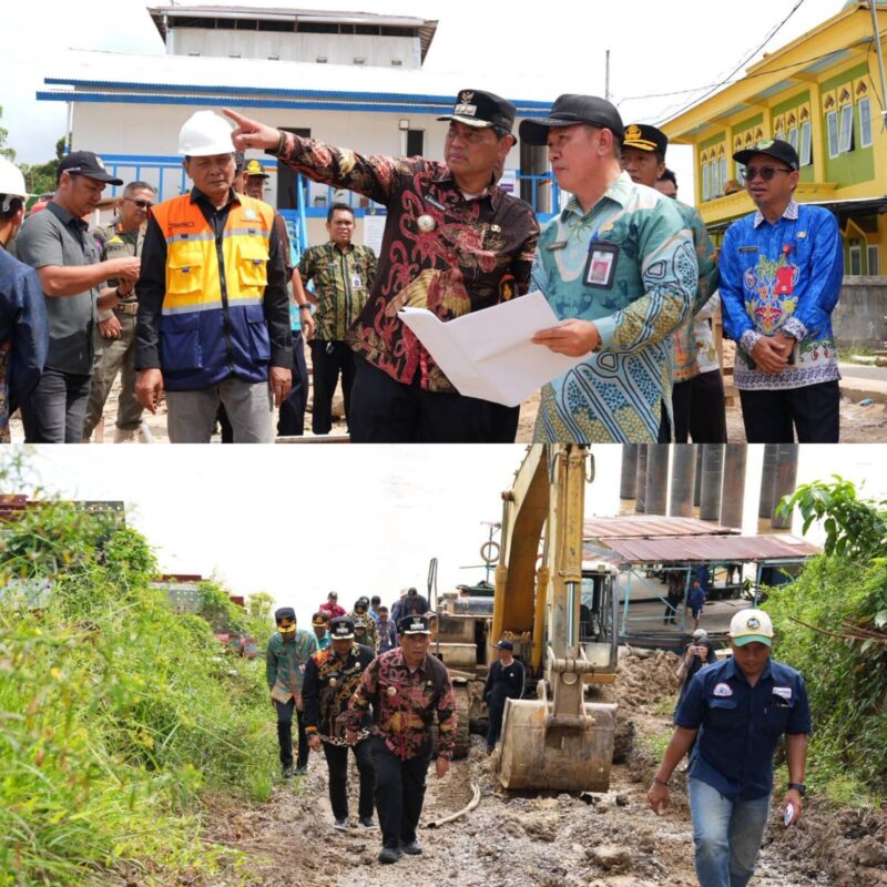 Bupati Barito Utara Shalahuddin didampingi Wabup Felix SY. Tingan, dan Sekda Muhlis, meninjau sejumlah pembangunan infrastruktur  di Barito Utara, salah satunya pembangunan Jembatan Lemo, Kamis, 4 Juni 2026.(Foto : IST) 