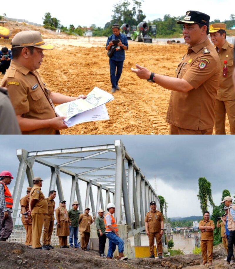 MUARA TEWEH, Tegaklurus.net - Bupati Barito Utara Shalahuddin meninjau beberapa proyek strategis dan layanan publik di Kabupaten Barito Utara, Selasa, 23 Juni 2026. Kunjungan tersebut dilakukan guna memastikan pembangunan infrastruktur serta pelayanan kepada masyarakat berjalan optimal sesuai dengan target yang telah ditetapkan. Ia didampingi Sekda Muhlis beserta jajaran kepala perangkat daerah, mengawali peninjauan di Perusahaan Daerah Air Minum (PDAM) guna melihat secara langsung kondisi pelayanan air bersih kepada masyarakat. Pemkab Barito Utara menaruh perhatian besar terhadap peningkatan kualitas pelayanan dan perluasan akses air bersih bagi warga. Rombongan kemudian melanjutkan peninjauan ke Perusda Batara Membangun untuk memastikan ketersediaan stok bahan bakar minyak (BBM). Langkah tersebut dilakukan sebagai upaya menjaga kelancaran distribusi energi sekaligus mendukung aktivitas ekonomi masyarakat. Ia juga mengecek progres pembangunan Rumah Sakit Umum Daerah (RSUD) Muara Teweh yang menjadi salah satu program prioritas pemerintah daerah dalam meningkatkan mutu pelayanan kesehatan. Peninjauan berlanjut ke pembangunan Sistem Penyediaan Air Minum (SPAM) Jingah yang diproyeksikan mampu memperkuat layanan air bersih di sejumlah wilayah. Selanjutnya rombongan meninjau pembangunan Jembatan Lemo yang diharapkan dapat meningkatkan konektivitas antarwilayah dan memperlancar mobilitas masyarakat maupun distribusi barang. Ia mengatakan, monitoring lapangan menjadi bagian penting dalam memastikan seluruh program pembangunan berjalan sesuai rencana dan memberikan manfaat nyata bagi masyarakat.