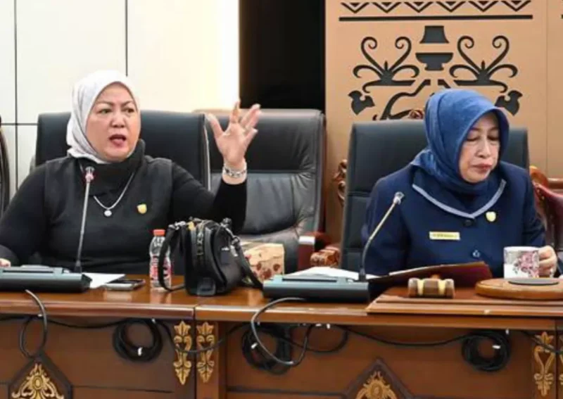 Ketua DPRD Kabupaten Barito Utara/Merry Rukaini dan Wakil Ketua II/PDI-P Henny Rosgiaty Rusli memimpin RDP membahas alternatif lokasi Jembatan Lahei.(Foto/Dok) 
